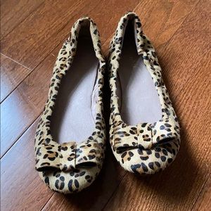 Elorie calf hair cheetah print flats US7